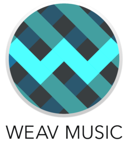 Weav Music written in black with its logo above it