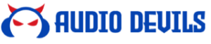 Audio Devils written in blue color next to its logo