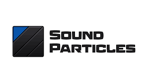 Sound Particles brand written in black with its logo