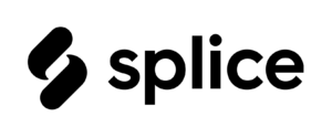 Splice written in black color next to its logo